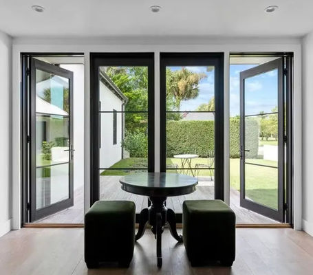 분체 도장 알루미늄 합금의 맞춤형 블랙 단열 유리 스윙 도어